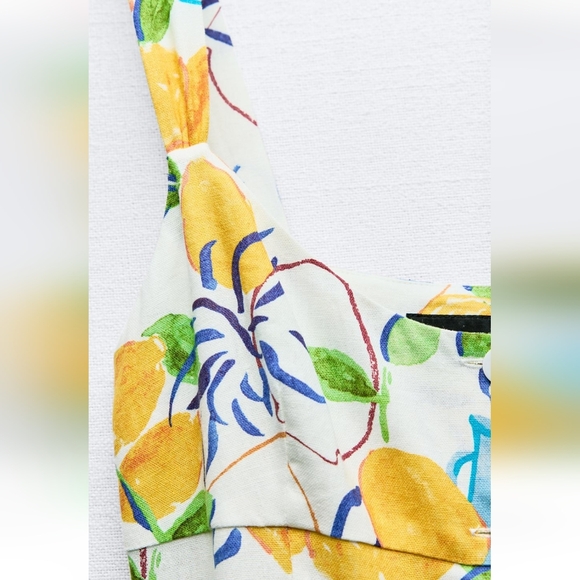 BNWT! Zara linen blend printed midi dress - Picture 10 of 14
